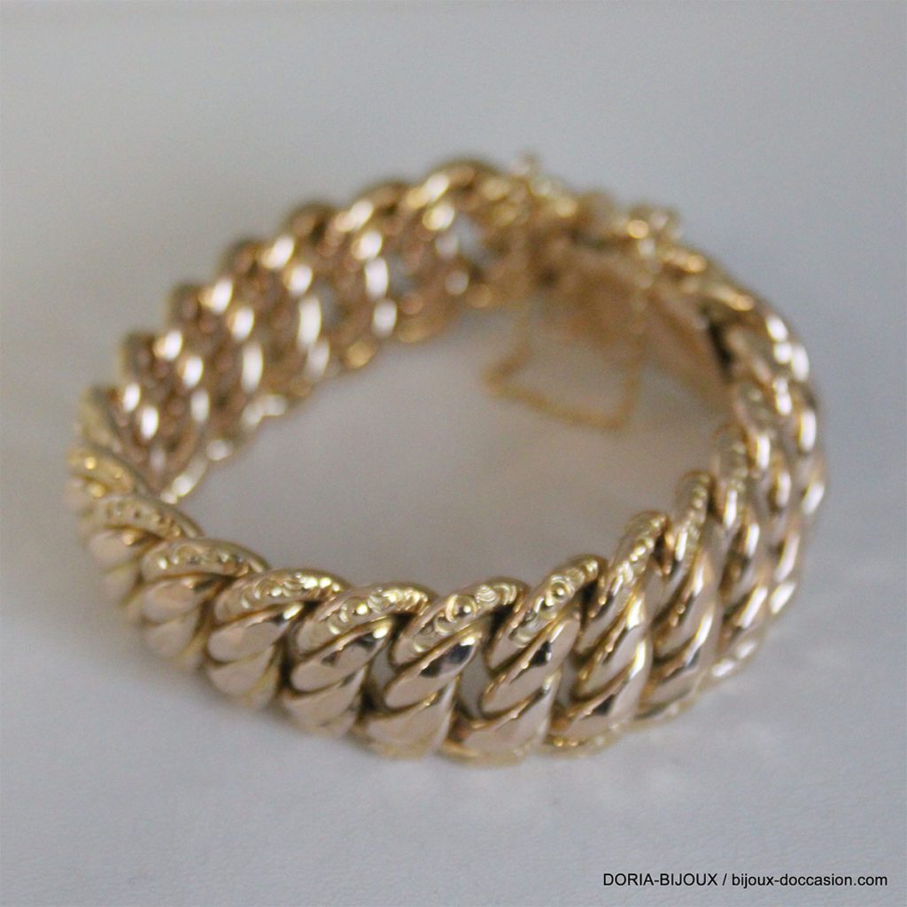 Bracelet Maille Américaine Or 18k 750 -38.9grs - L'Atelier des Bijoux d