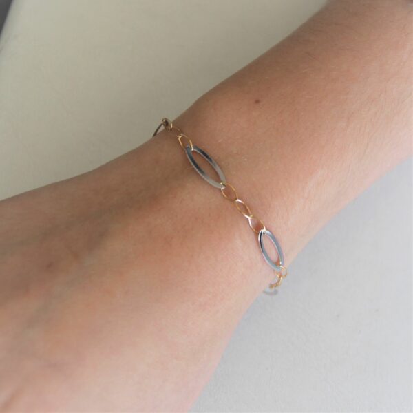 Bracelet or bicolore 18k, 750 - 18cm - 2grs