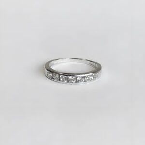 Bague Demi Alliance Or Gris 18k 750 Oxyde Zirconium