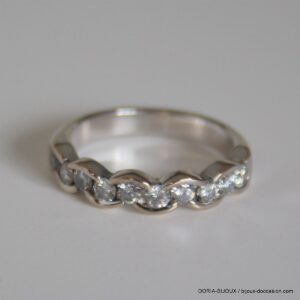 Bague Or Gris 18k 750 Demi Alliance Diamants- 54