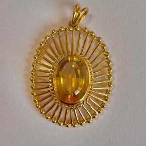 Pendentif vintage or 18K 750/000 CITRINE- 10 GRS