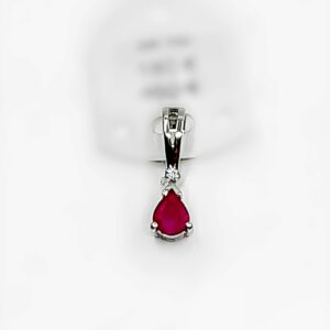 Pendentif or 18k 750 diamants rubis 0.36cts -0.70grs