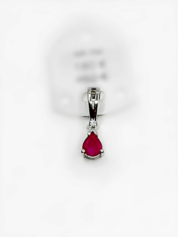 Pendentif or 18k 750 diamants rubis 0.36cts -0.70grs