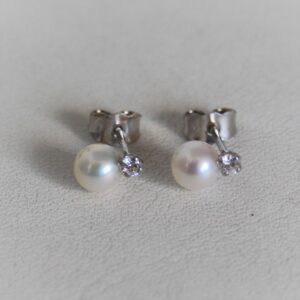 Boucles d'Oreilles Or 18k Perles & Oxydes- 1.3grs