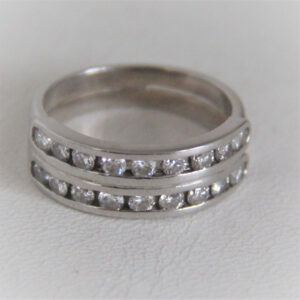 Bague Or Gris 750 18k 18 Diamants - 6.18grs -54