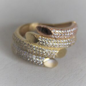 Bague Or 18k 750 Oxydes de Zirconium - 6.10Grs -55