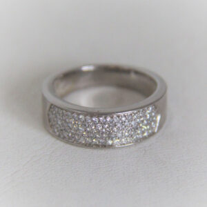 Bague Or Gris 750 18k Pavage Diamants - 5.1Grs - 52