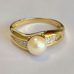 Bague Or 18k 750 Perle-3.34grs- 52