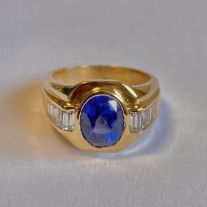 Bague Saphir Or 18k 750 - 10.83 Grs - 55