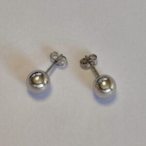 Boucles d'oreilles boules 7mm or blanc 18k 750/000