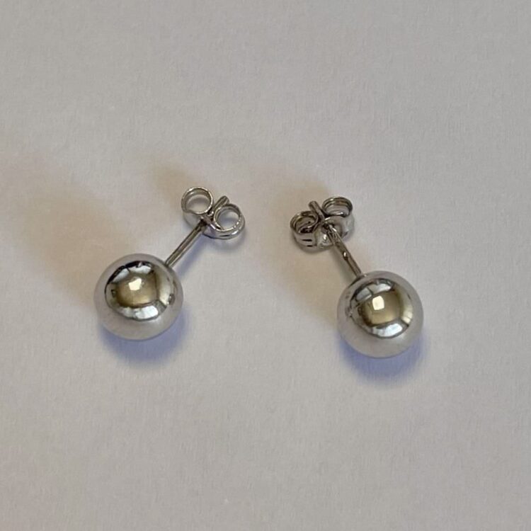 Boucles d'oreilles boules 7mm or blanc 18k 750/000