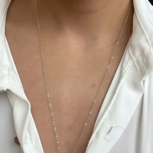 Collier or blanc 18k 3.87grs oxyde zircon 60cm