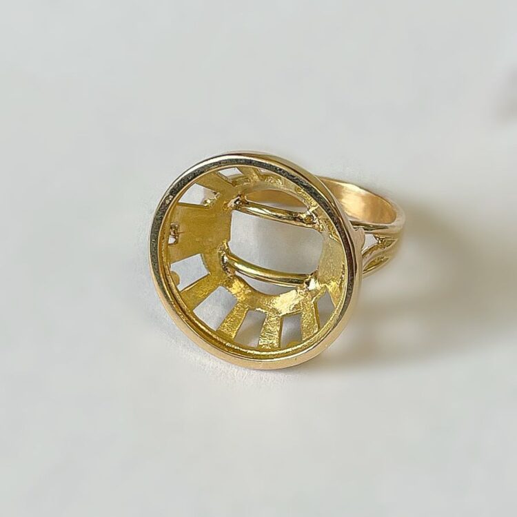 Bague or jaune 18k 750 Entourage Pièce 20frs-6.40g