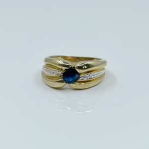 Bague or 18k 6.90grs saphir 0.40ct 54