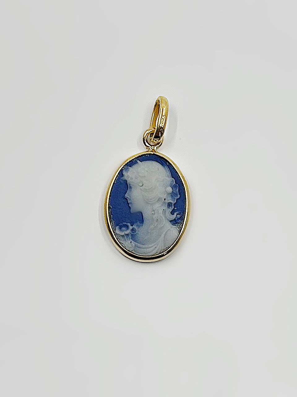 Pendentif Camée Bleu or 18k 0.65 grs