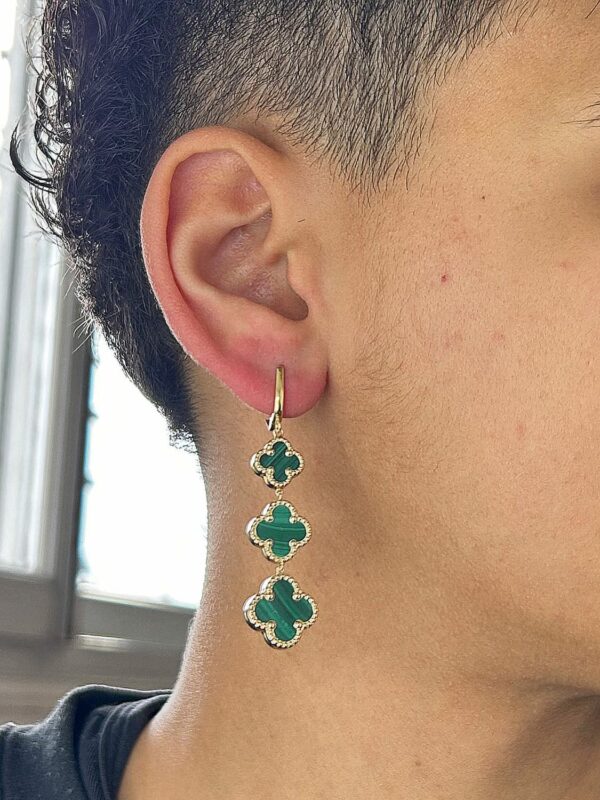 Boucles d'oreilles or 18k Nacre Verte 8.92 grs