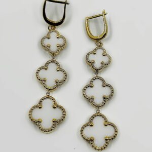 Boucles d'oreilles or 18k Nacre Blanche 9.40 grs