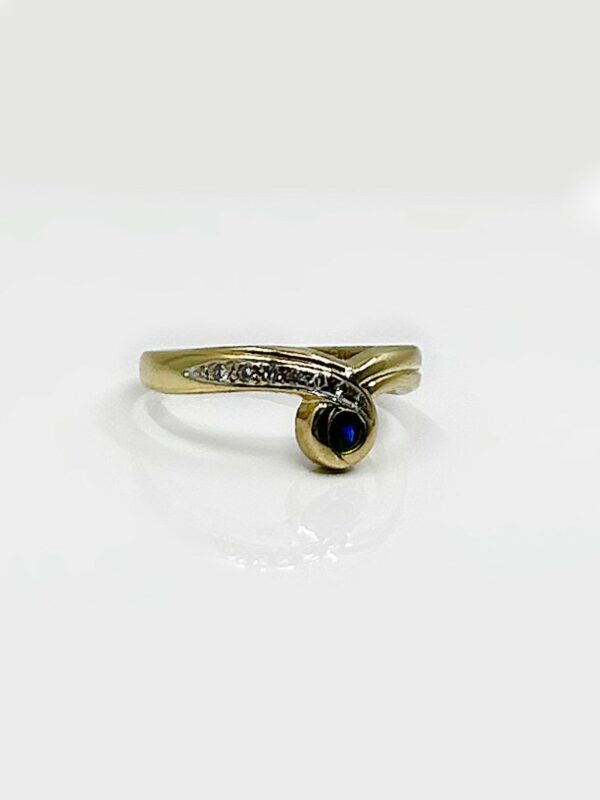 Bague or 18k 3.74grs saphir diamants