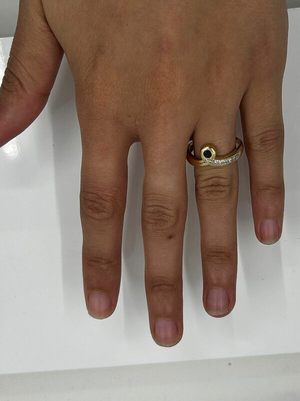 Bague or 18k 3.74grs saphir diamants