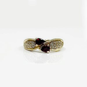 Bague or 18k 4.77grs Rubis Diamant 56