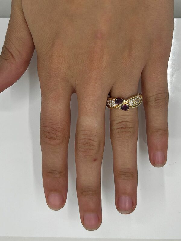 Bague or 18k 4.77grs Rubis Diamant 56