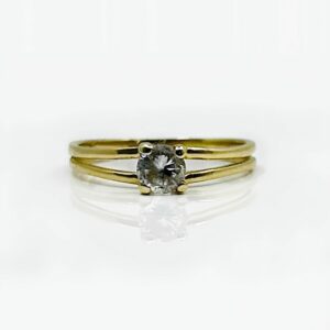 Bague or jaune 18k 2.43grs oxyde de zirconium no 57