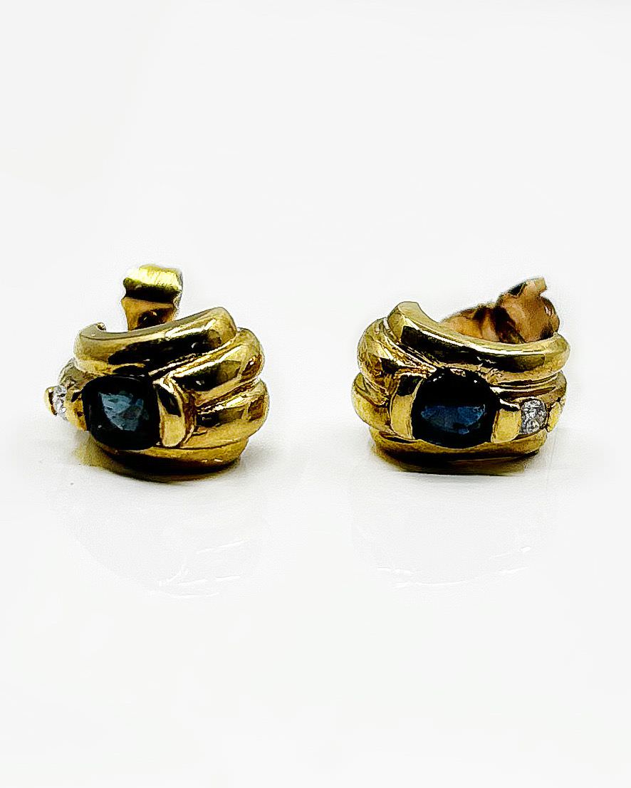 Boucles d'oreilles or 18k 5.14grs saphirs 0.50 ct