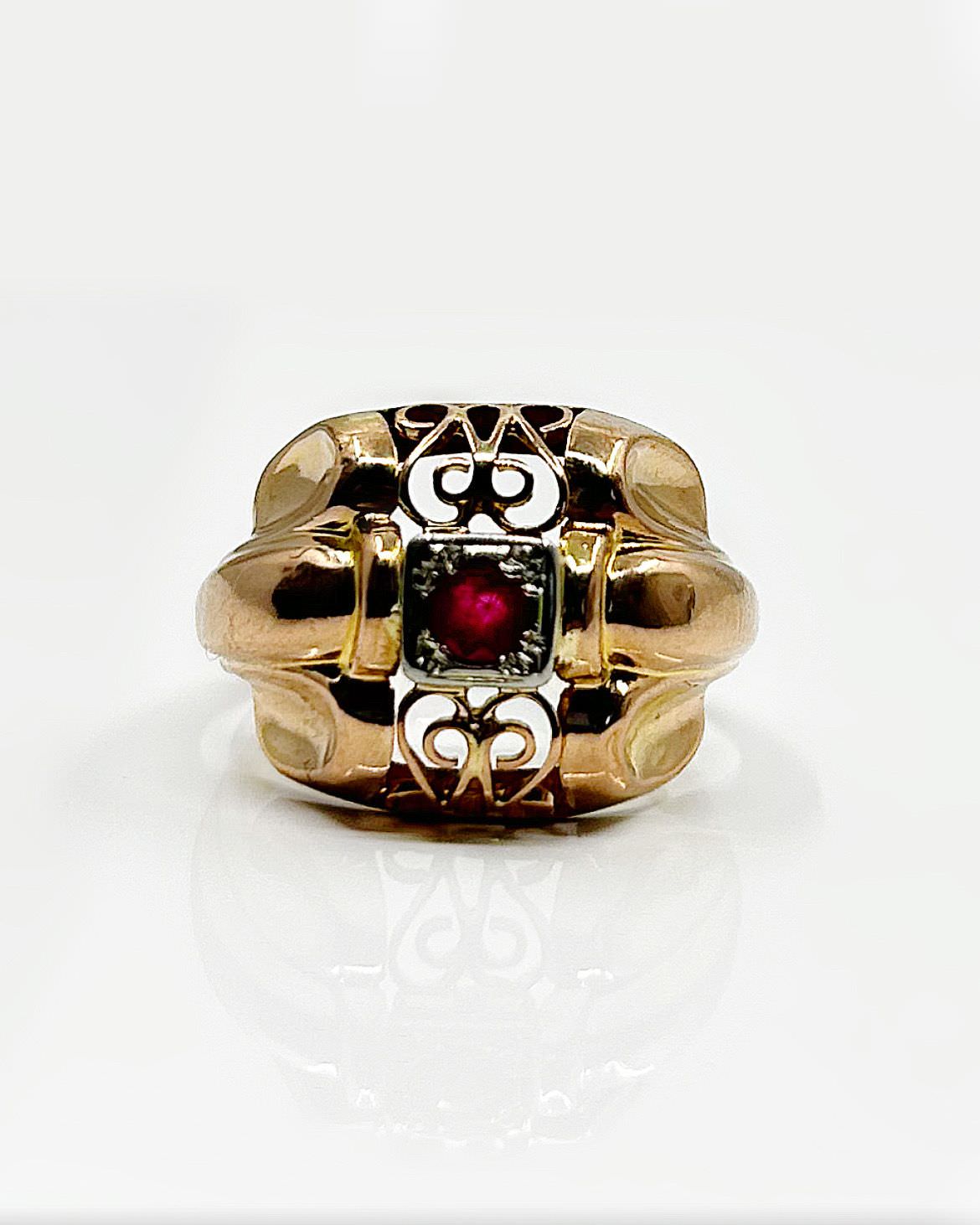 Bague or 18k 2.94grs Rubis xxx ct no 54