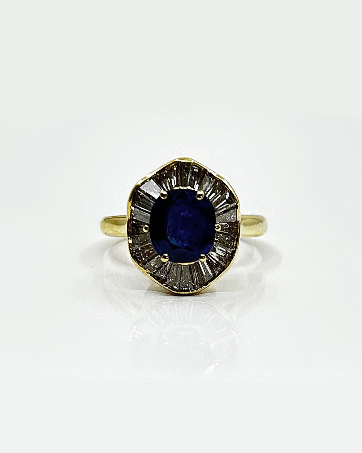 Bague or 18k 8.2grs Saphir 2.00crt diamants no 56