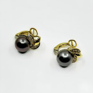 Boucles d'Oreilles Perles Tahiti or 18k 2.80grs