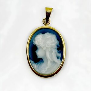 Pendentif Camée Bleu Or 18k 2.43grs