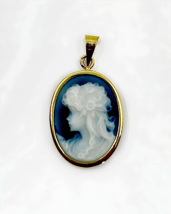 Pendentif Camée Bleu Or 18k 2.43grs