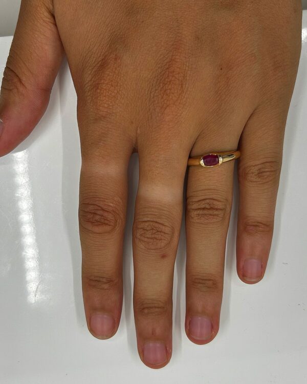 Bague or 18k 2.61grs Rubis 0.35 ct no 56