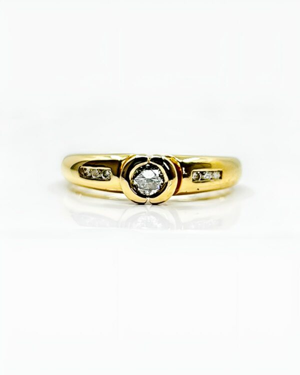 Bague or 18k 4.63grs Diamants 0.22 crt no 56