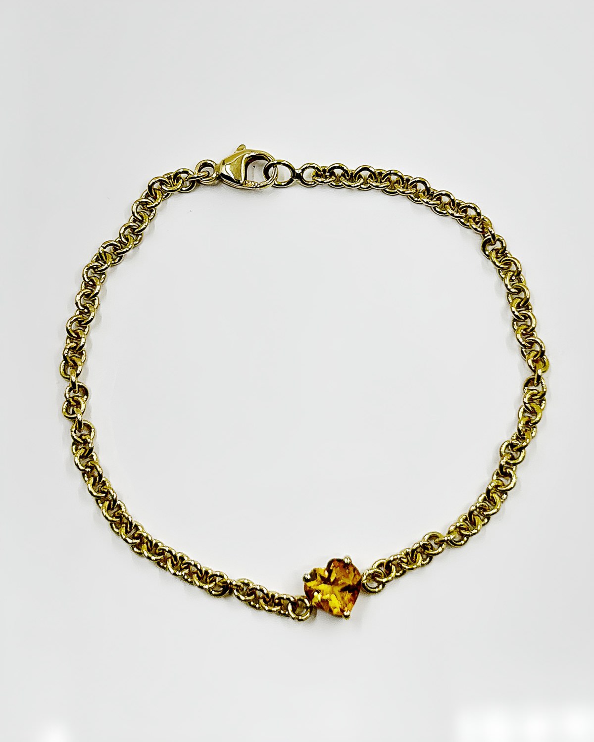 Bracelet or 18k Coeur Citrine 4.08grs - 16cm