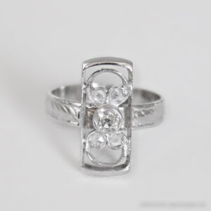 Bague Vintage Or Gris 18k 750 Diamants - 4grs-