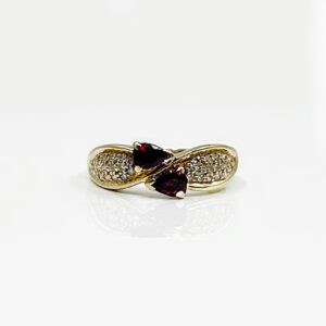 Bague or 18k 4.77grs Rubis Diamant 56