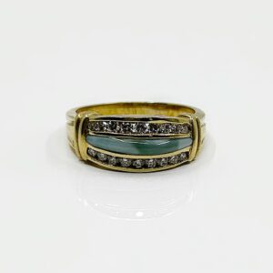 Bague or 18k Jade Diamants 5.80grs no 56