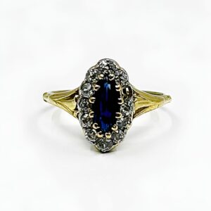 Bague or 18k 3grs Saphir crt Diamants 0.72 crt