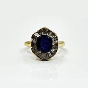 Bague or 18k 8.2grs Saphir 2.00crt diamants no 56