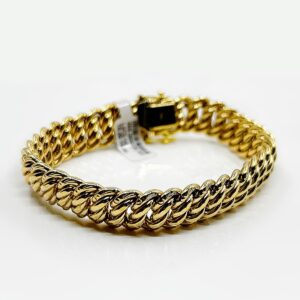 Bracelet maille américaine or 18k 19grs 12mm