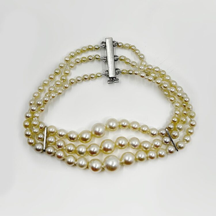 Bracelet 3 Rangs Perles or 18k 18cm