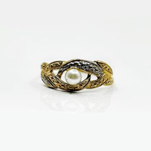 Bague or 18k perle 4mm 1.17grs - no 55