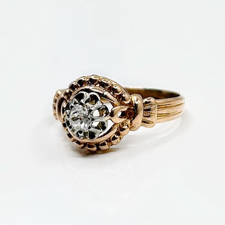 Bague or 18k Vintage Diamant 0.16crt 3.35grs - 53