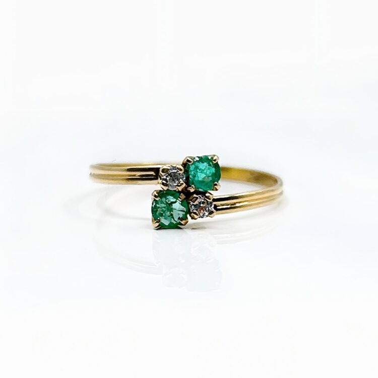 Bague or 18k Emeraude 0.20crt 1grs - 53