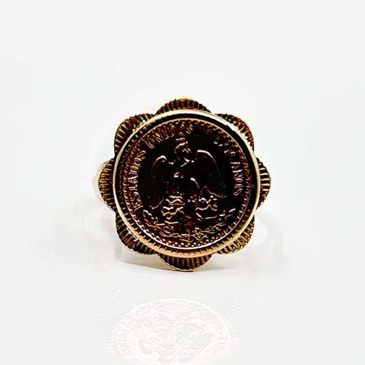 Bague Porte Pièce Pesos or 18k 4.65grs - 49