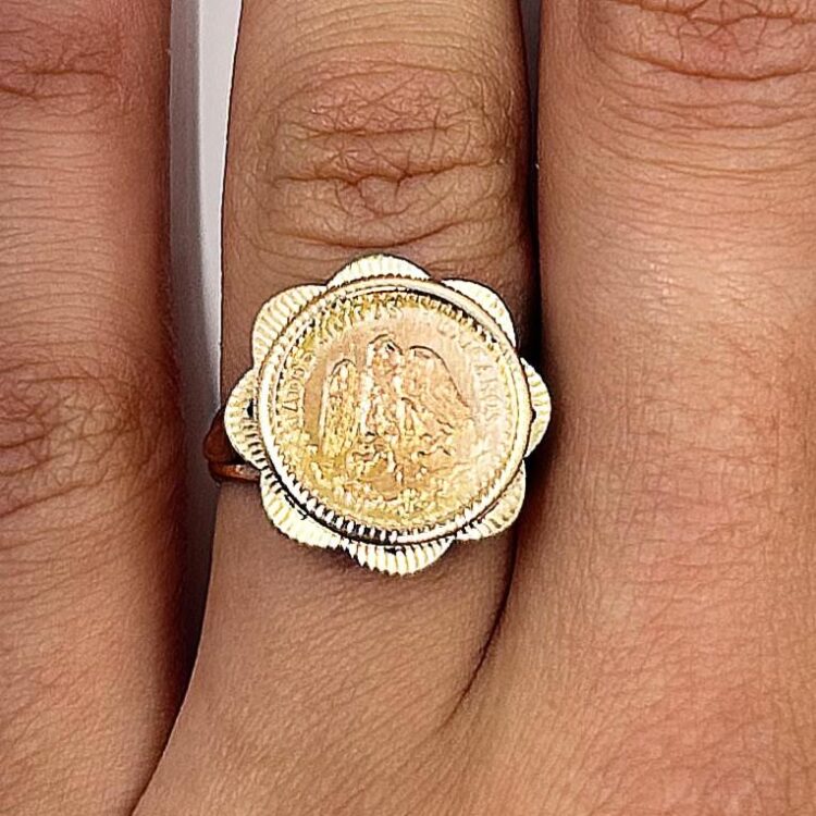 Bague Porte Pièce Pesos or 18k 4.65grs - 49