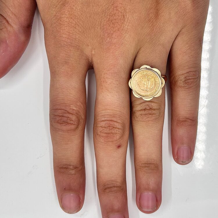 Bague Porte Pièce Pesos or 18k 4.65grs - 49