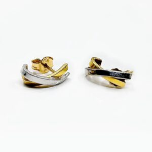 Boucles d'oreilles or bi colore 18k 1.19grs