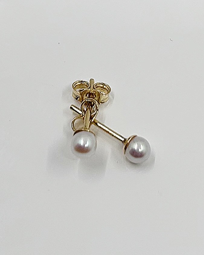 Boucles d'oreilles or 18k 0.35grs perles 3.5mm